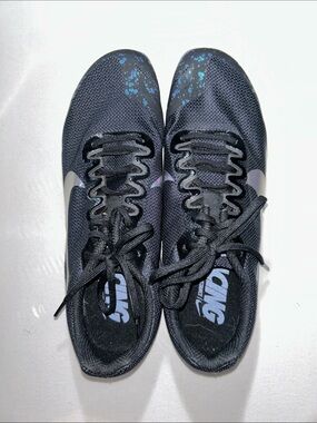 NWOB Nike Zoom Rival D 10 Black Track Trainers with Blue Accents -no spikes